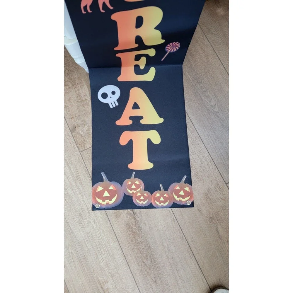 Halloween Trick or Treat 6 Feet Long Wall Door Hanging Banners Set of 2 New